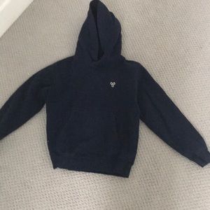 Dark blue aritzia hoodie with small white tna logo